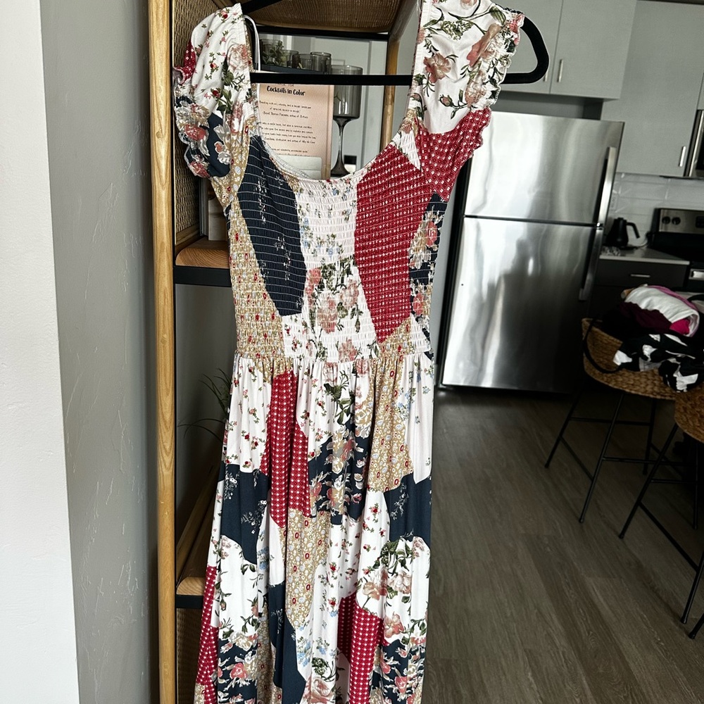 Patchwork Floral Maxi Dress - image 2